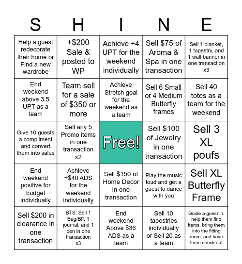 Tax-Free Weekend Bingo Card
