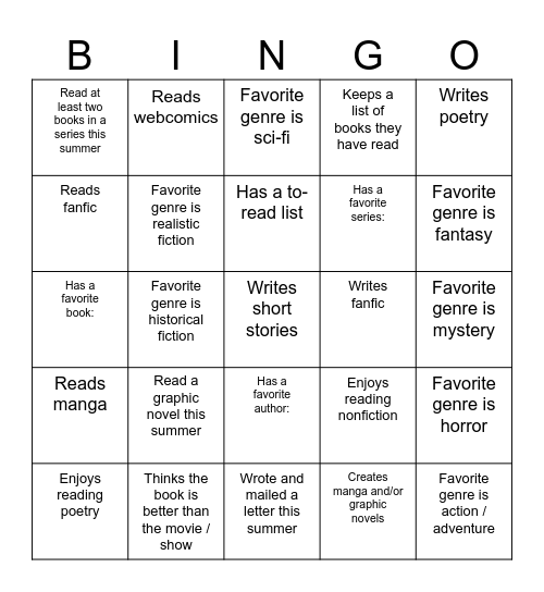 ELA Bingo: Summer Edition Bingo Card
