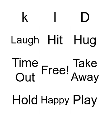 Kid Bingo Card