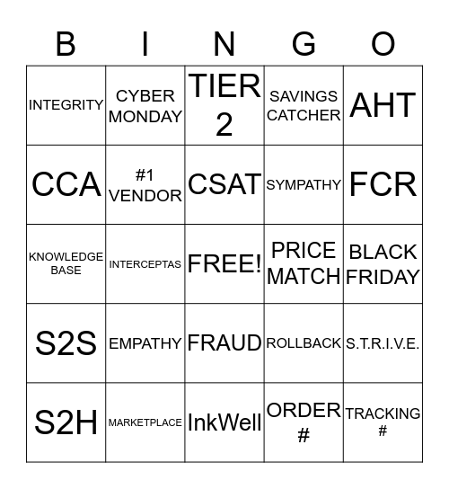 WALMART BINGO Card