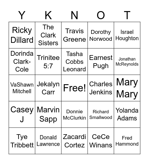 GOSPEL Bingo Card