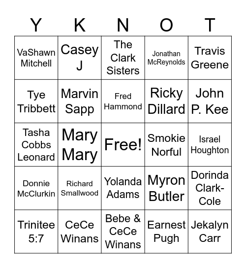 GOSPEL Bingo Card