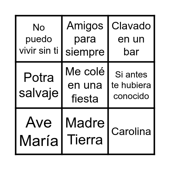 Bingo Las Escuelas Bingo Card