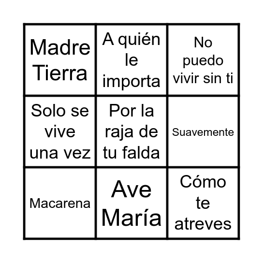 Bingo Las Escuelas Bingo Card