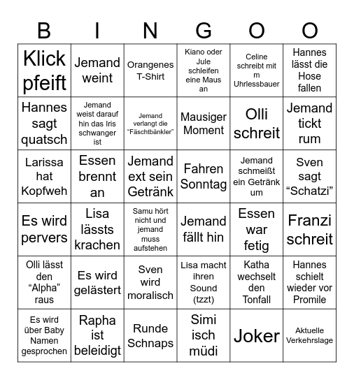 Senfkörner Bingo Card