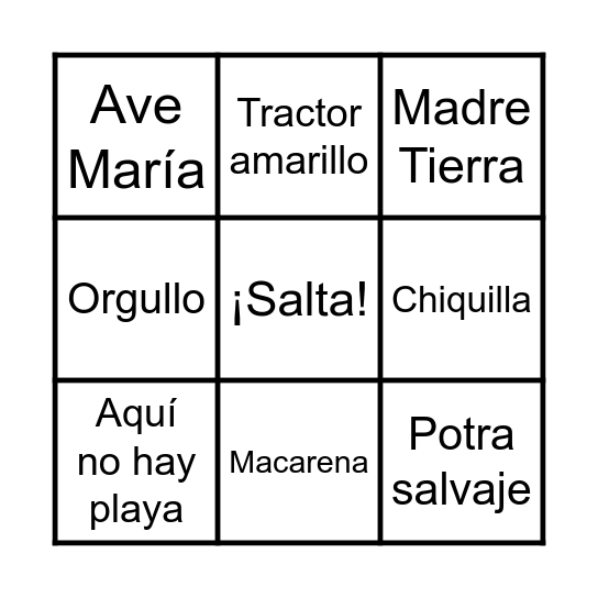 Bingo Las Escuelas Bingo Card