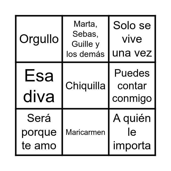 Bingo Las Escuelas Bingo Card