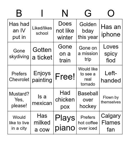 ROLCC Youth Bingo Card