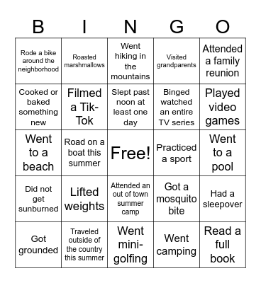 Summer 2025 Bingo Card