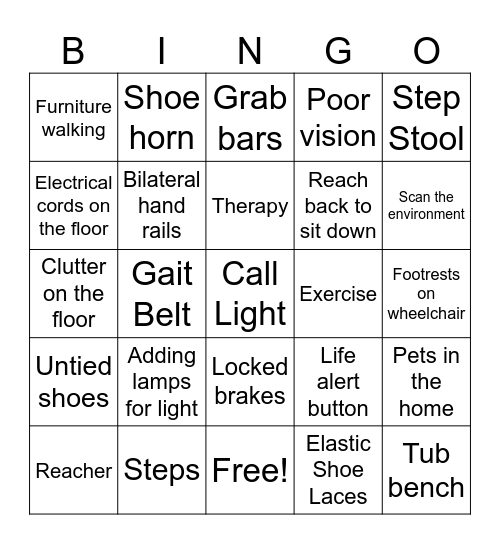 FALL SAFETY BINGO Card
