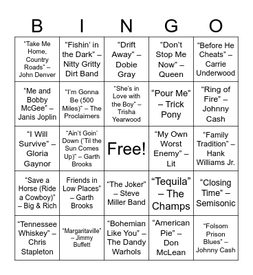 Untitled BinBar Anthems & Karaoke Kingsgo Bingo Card