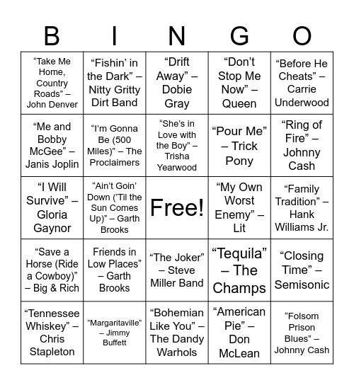Untitled BinBar Anthems & Karaoke Kingsgo Bingo Card