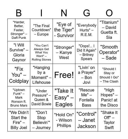 CXP-Music Bingo Card