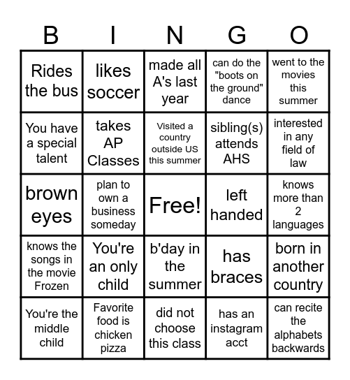 HUMAN BINGO Card