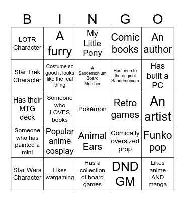Sandemonium Bingo Card