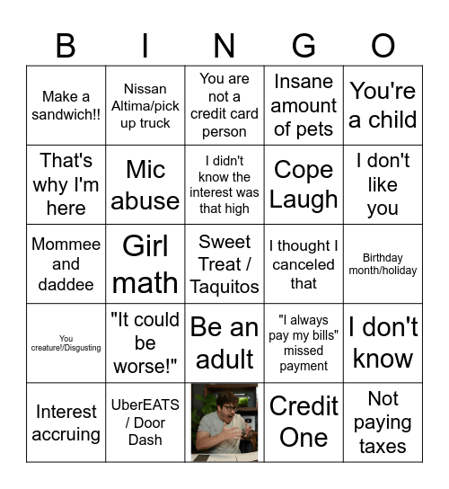 Caleb Hammer Bingo Card
