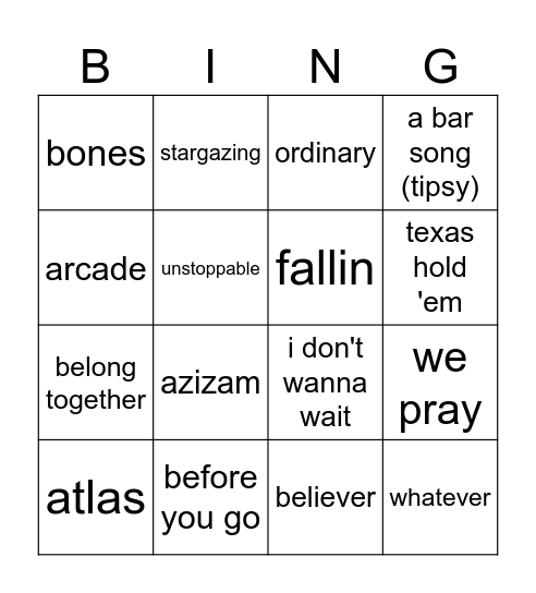 MUZIEK BINGO Card