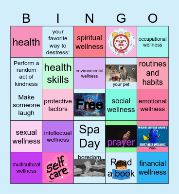Dimensions of Wellness Bingo Card
