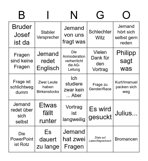 Abendvortrag Neu Bingo Card