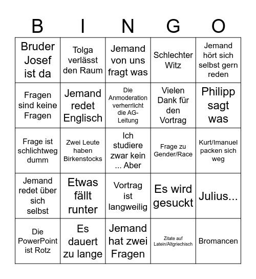 Abendvortrag Neu Bingo Card