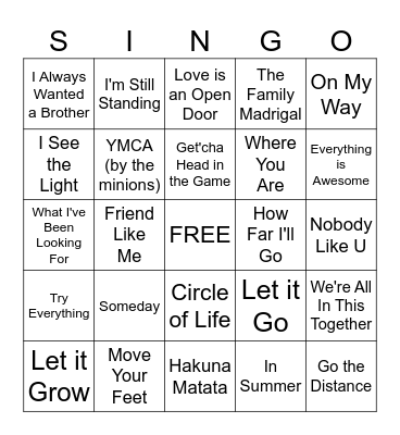 Disney (and Disney adjacent) Bingo Card
