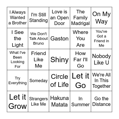 🏰 Disney 🏰 Bingo Card