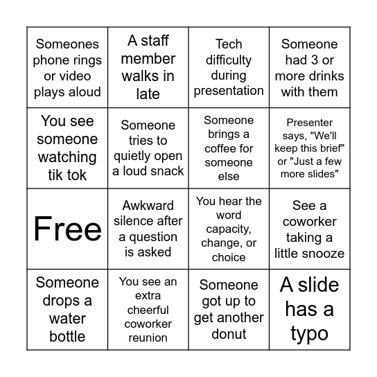 Check Yourself Before You Wreck Yourself Bingo Card