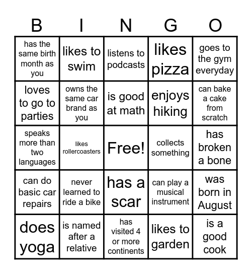 Find Someone Who... Bingo Card