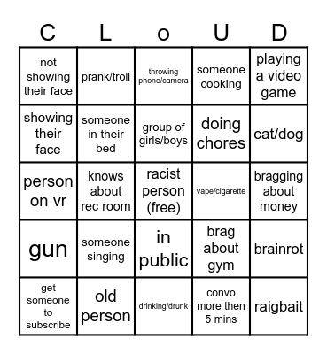 omegle Bingo Card