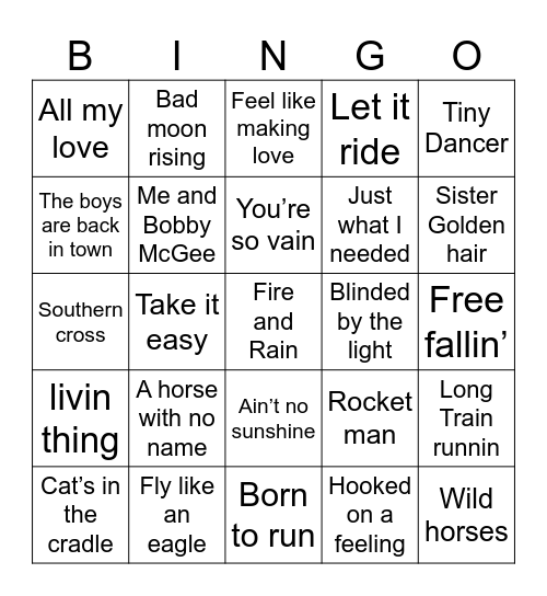 1970s -1 Bingo Card