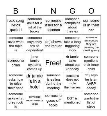 tar meeting Bingo Card