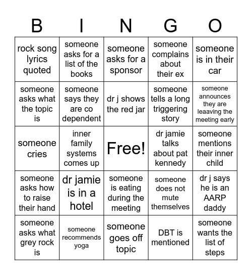 tar meeting Bingo Card