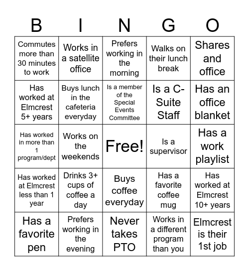 2025 STAFF PICNIC Bingo Card