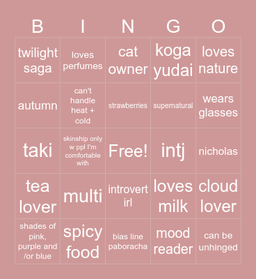 cami's bingo Card