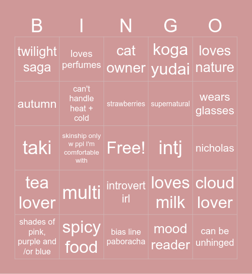 cami's bingo Card