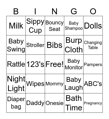 Baby Bingo Card