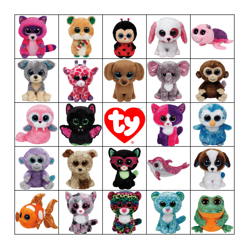 beanie boo bingo card 5 Bingo Card