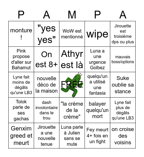 Pampa raid Bingo Card