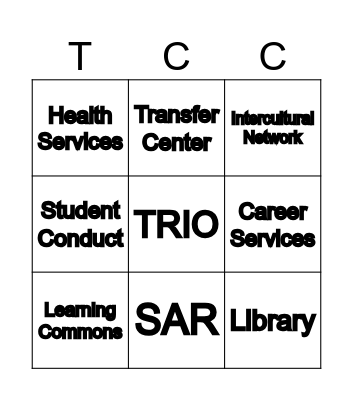TCC Resources Bingo Card