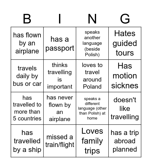 find someone who... Bingo Card