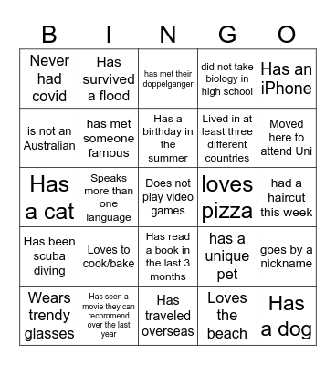 Ice-Ice Breaker! Bingo Card