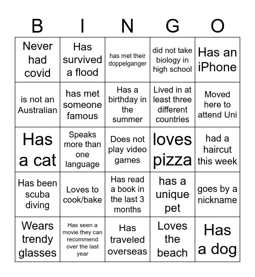 Ice-Ice Breaker! Bingo Card