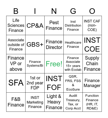 Networking Challenge Bingo Card