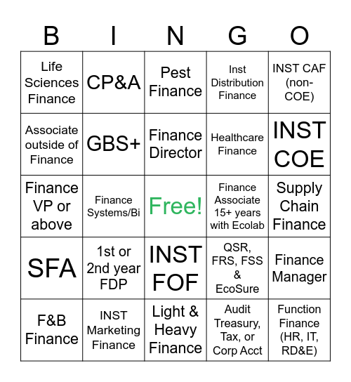 Networking Challenge Bingo Card