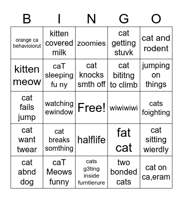 cat Bingo Card