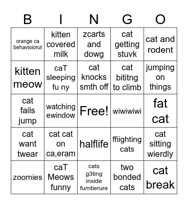 cat mer Bingo Card