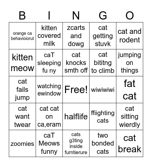 cat mer Bingo Card