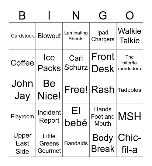 MSH bINGO Card