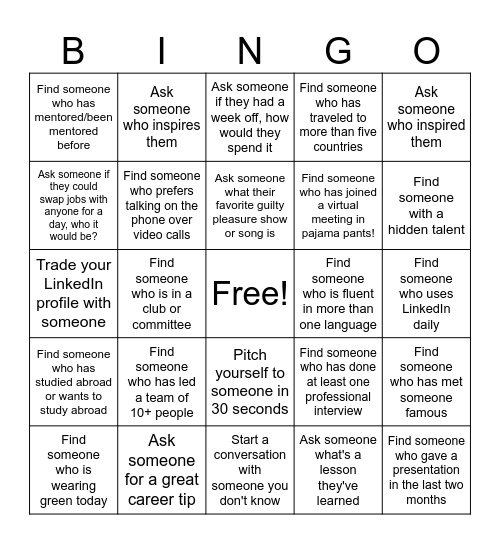 ANY Orientation Bingo Card