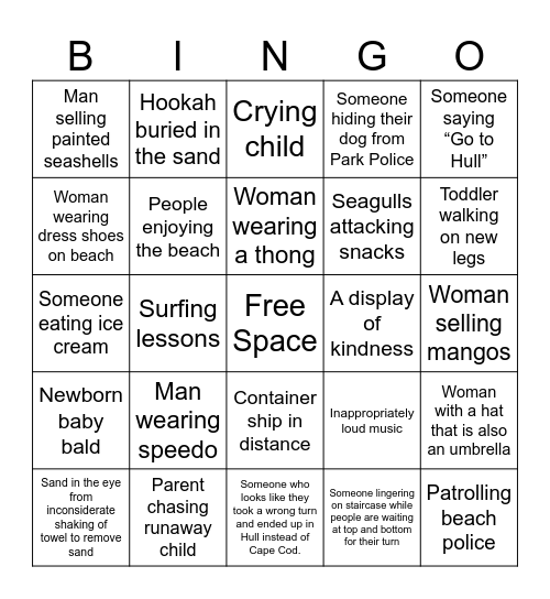 Nantasket Beach Bingo Card